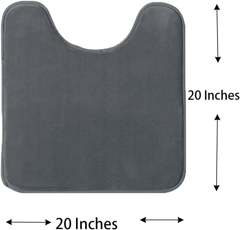 Madeals Velvet Toilet Lid Cover and Tank Lid Cover with Memory Foam Toilet Mat 3 Piece Toilet Contour Rug Set Drak Gray - Image 3